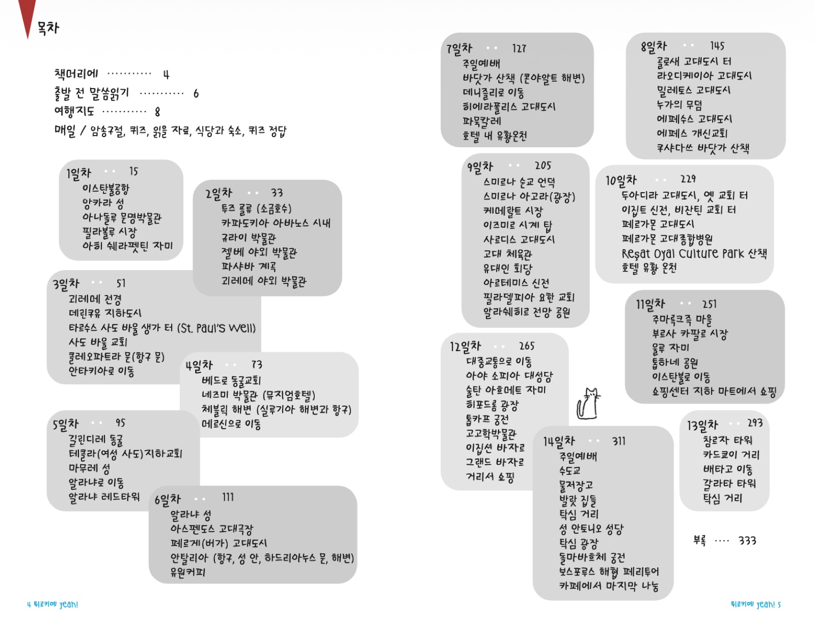 14일 일정이 담긴 목차 페이지